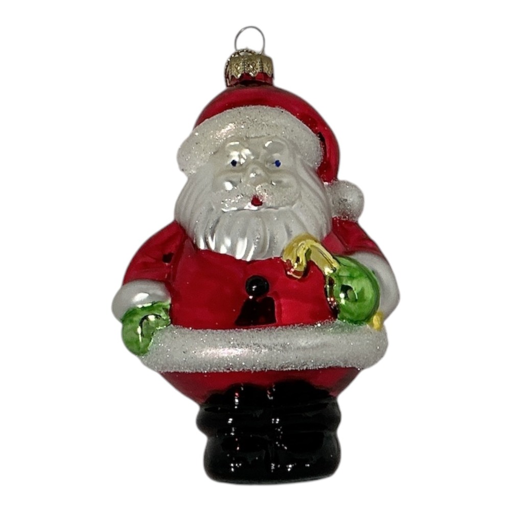 Bradford Novelty Santa Blown Glass Christmas Ornament 3.75" Vintage Style